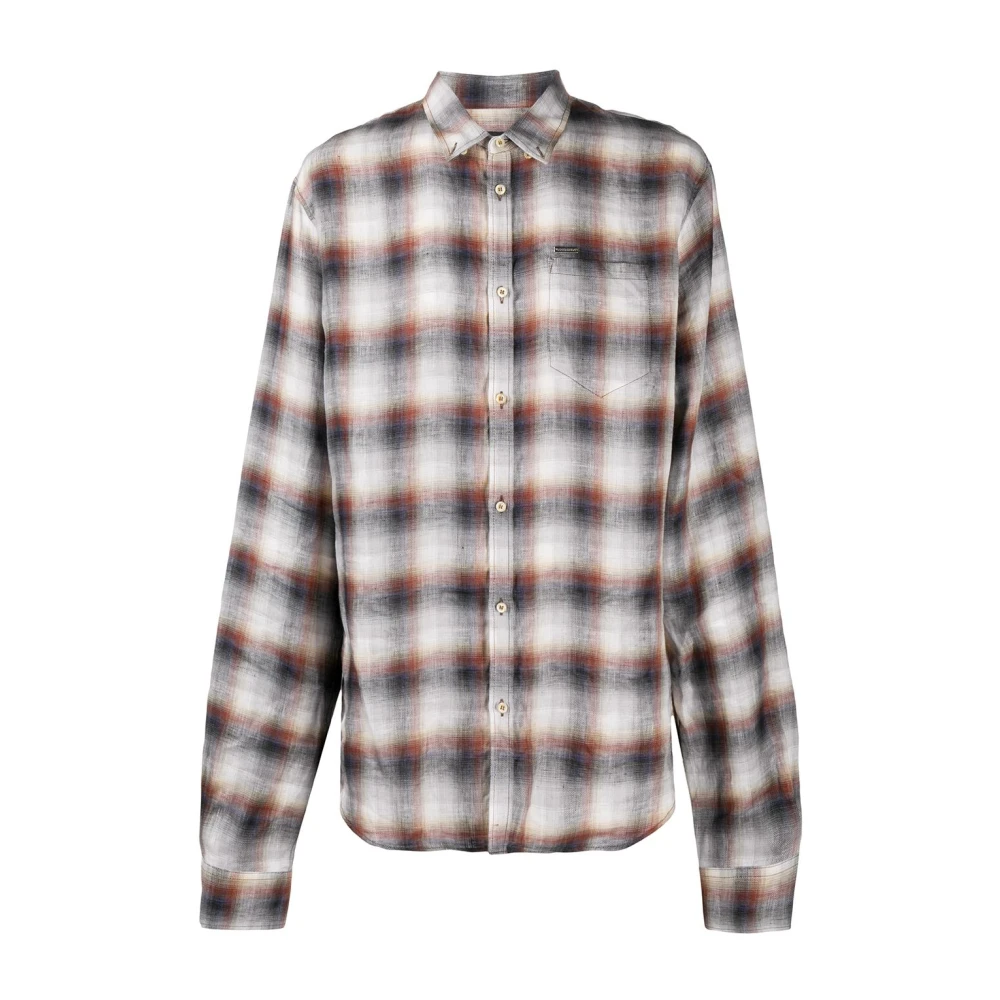 Dsquared2 Plaid Button-Front Linen Shirt Multicolor Heren