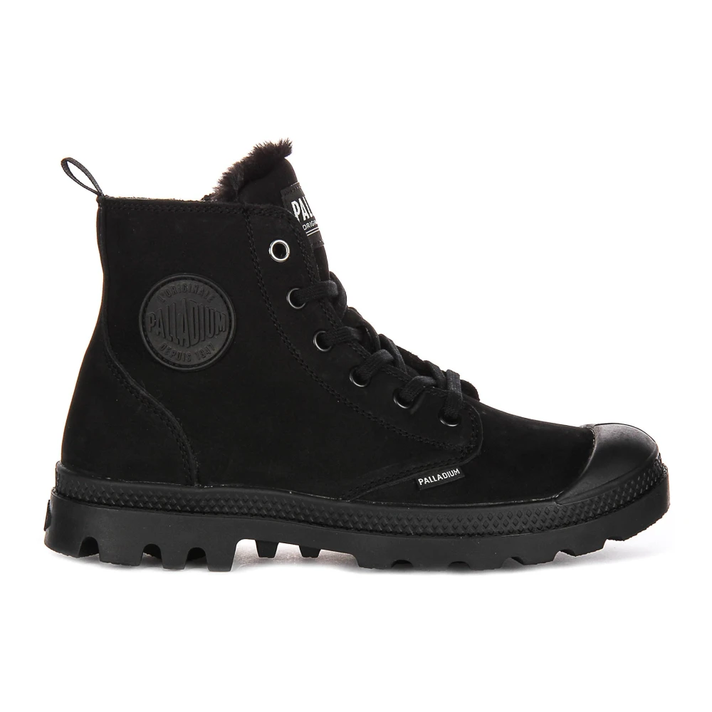 Palladium Women's Black Lace-Up Boots, 4 Uk, Winter Lined Hi Zip Ankle Boots