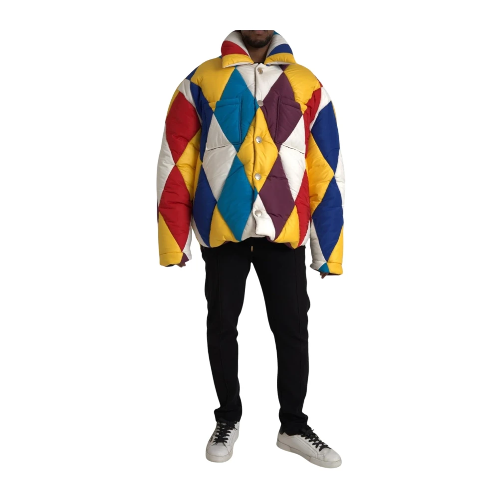 Dolce & Gabbana Men's Multicolor Harlequin Puffer Jacket - Winter Jackets - Xl- Jackets