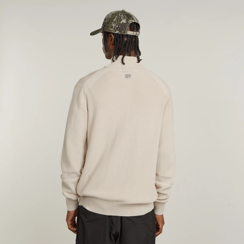 G-Star Klassieke Zip Gebreide Trui Beige Heren