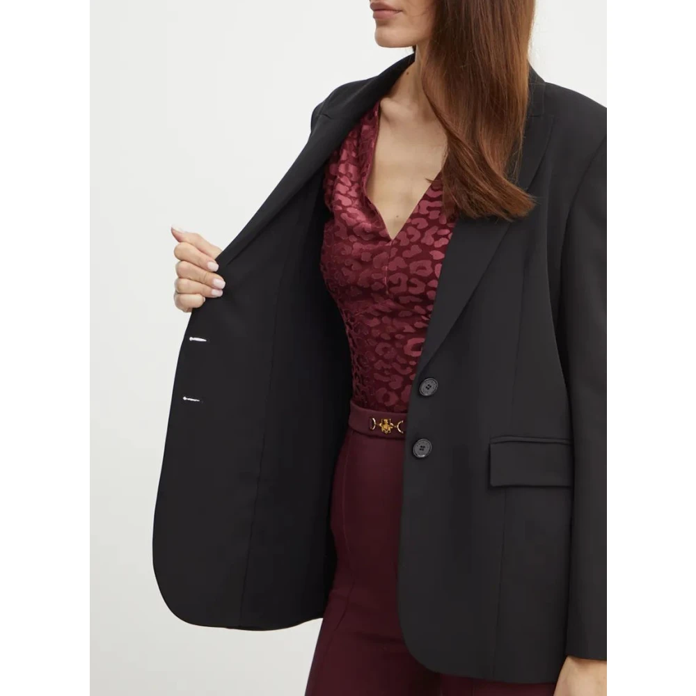 PATRIZIA PEPE Essentiële Twee-Knoop Blazer Black Dames
