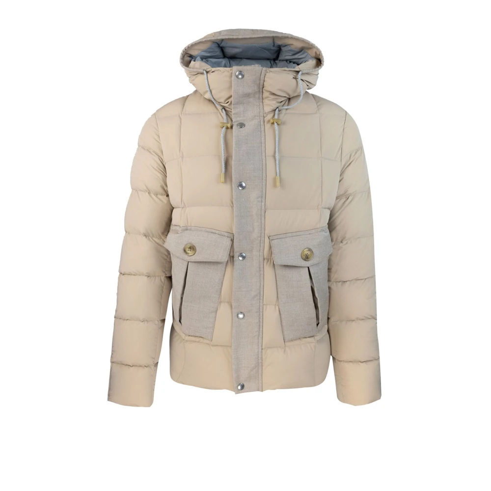 Lubiam Gewatteerde capuchonjas Beige Heren