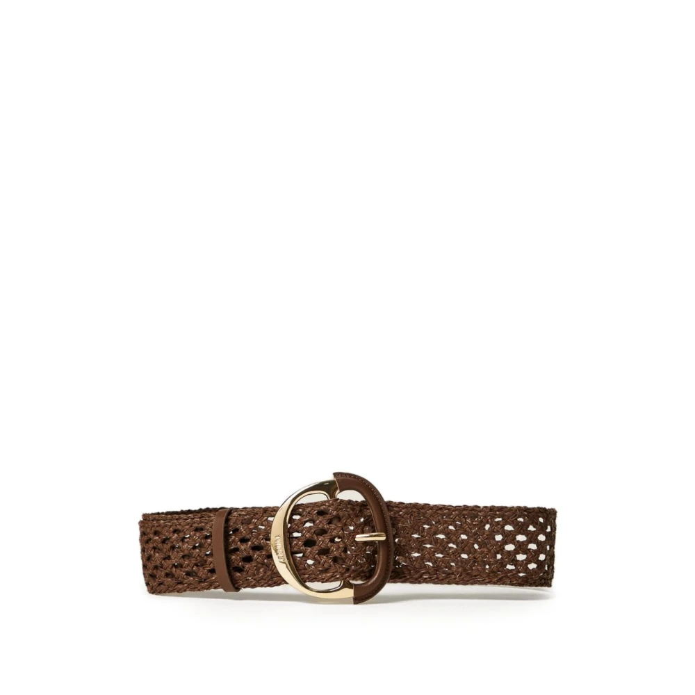 Twinset Women's Brown Belts, S, Intertwined Belt With Maxi Buckle