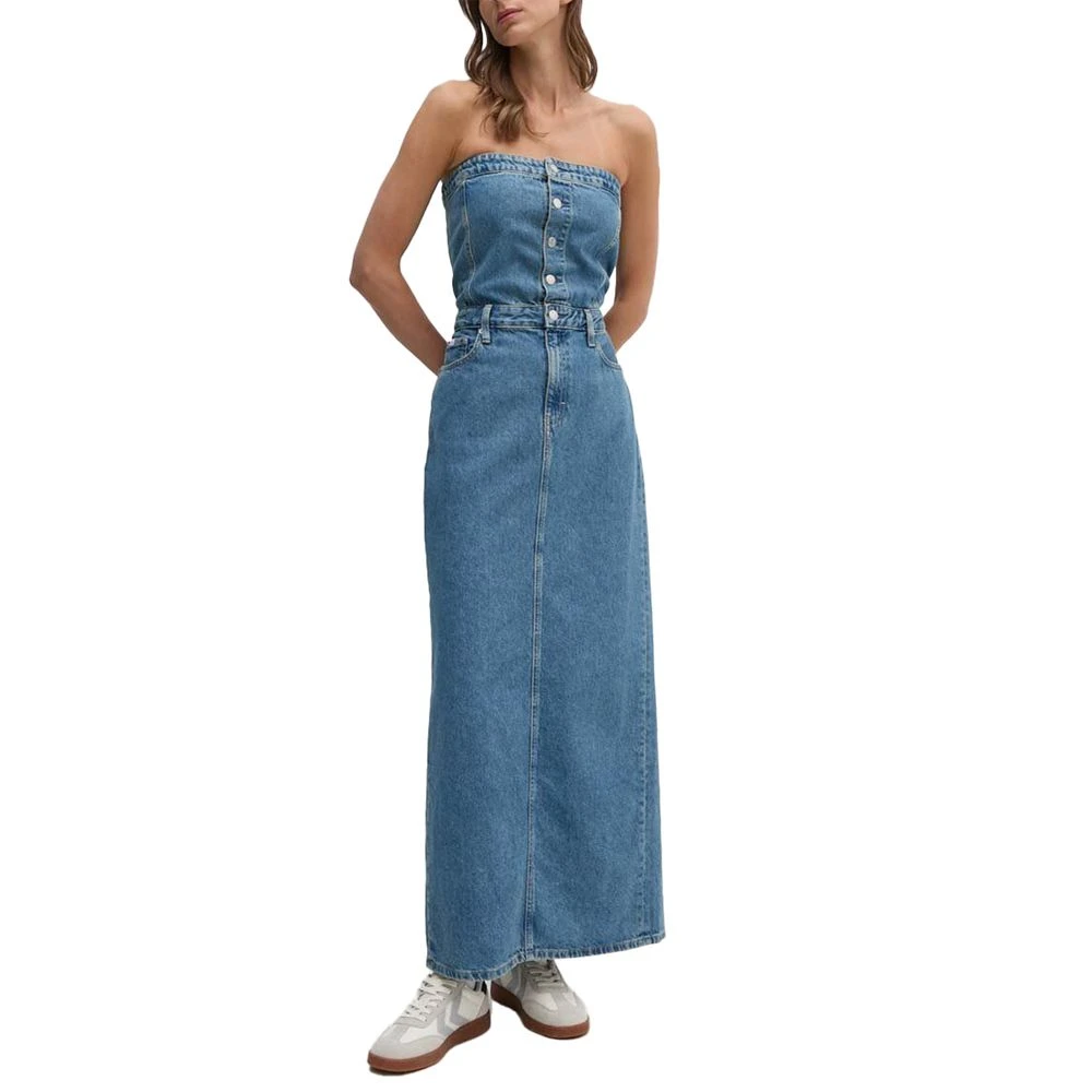 Calvin Klein Jeans Blauwe Katoenen Jurk Herfst Winter Collectie Blue Dames