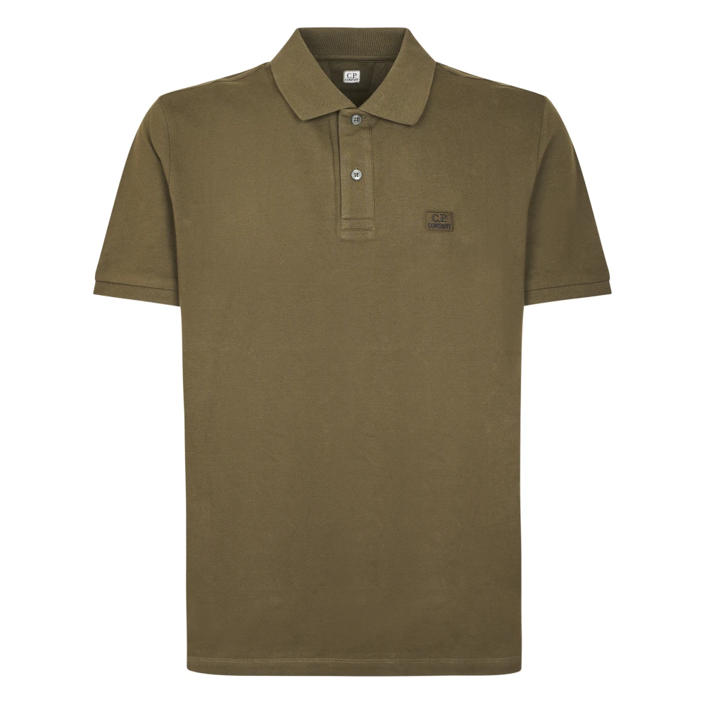 C.p. Company Men's Green Polo Shirts, S, Stretch Piquet Short Sleeve Polo