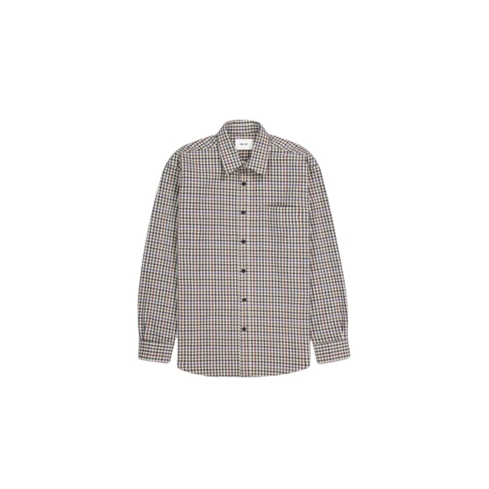 Nn07 Geruite Khaki Overhemd Lichtgewicht Katoenmix Multicolor Heren