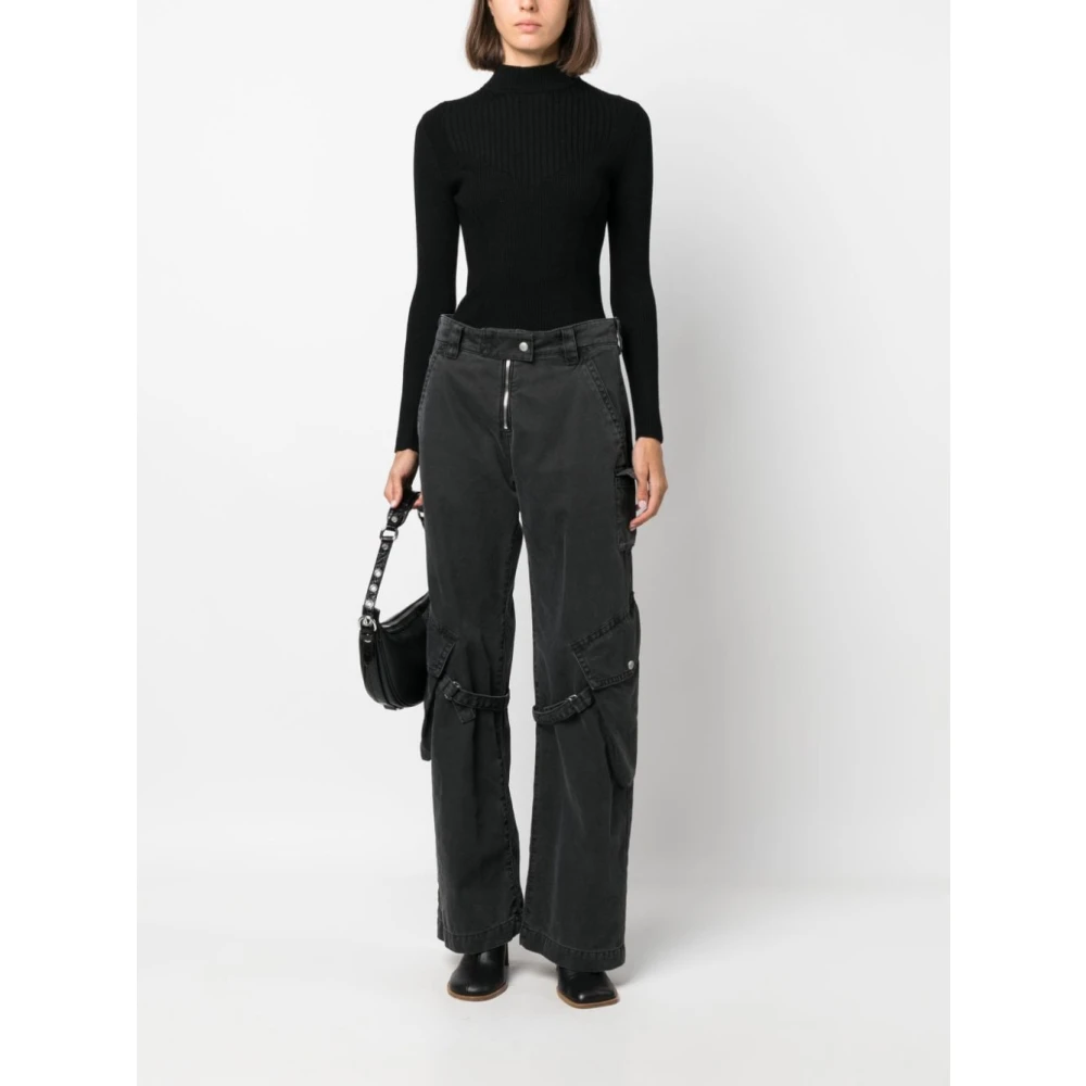 Isabel marant Zwarte Geribbelde Stretch Wollen Trui Black Dames