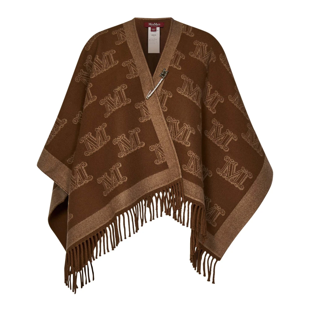 Max Mara Bruine wollen jas met franjes Brown Dames