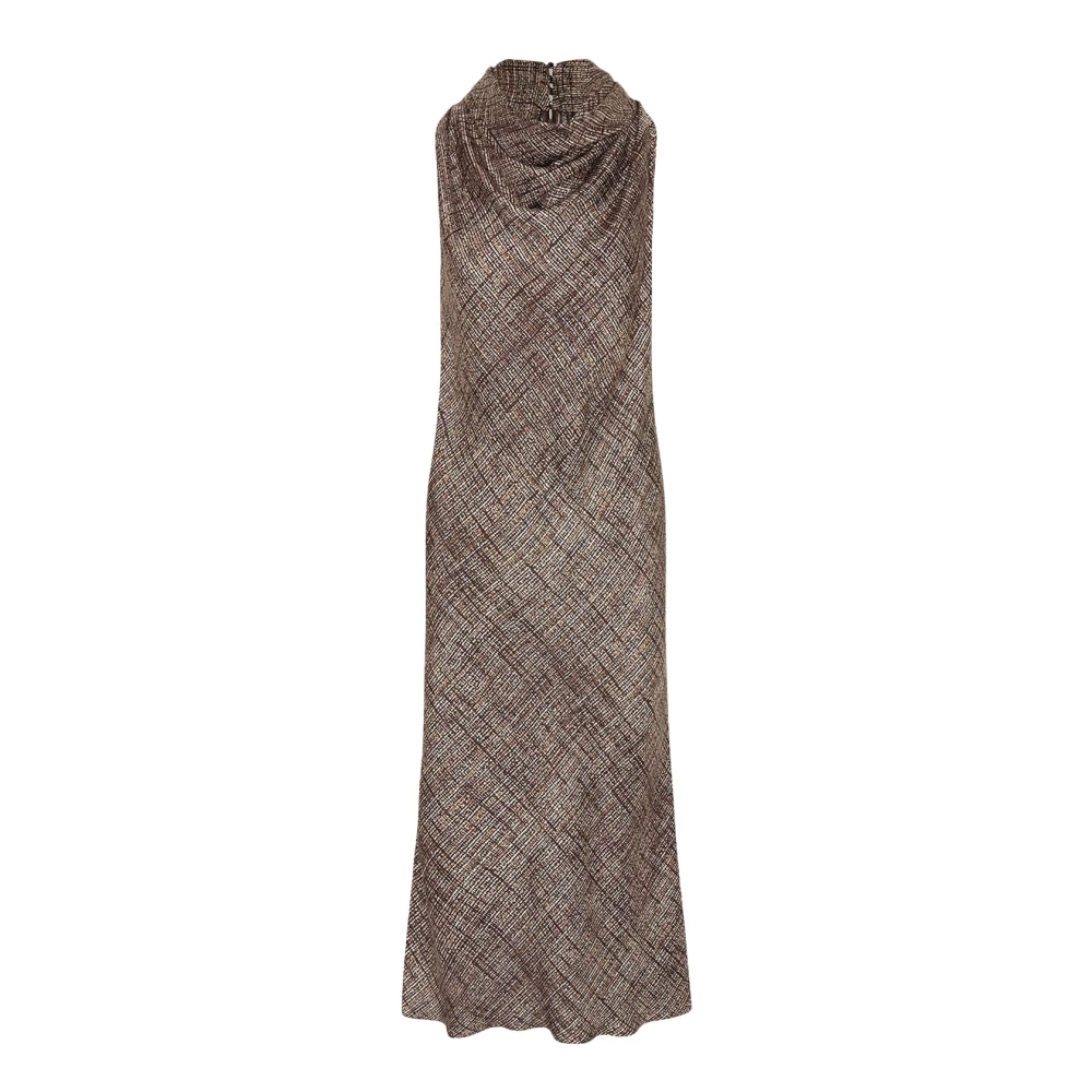 Kiton Zijden schede jurk Brown Dames