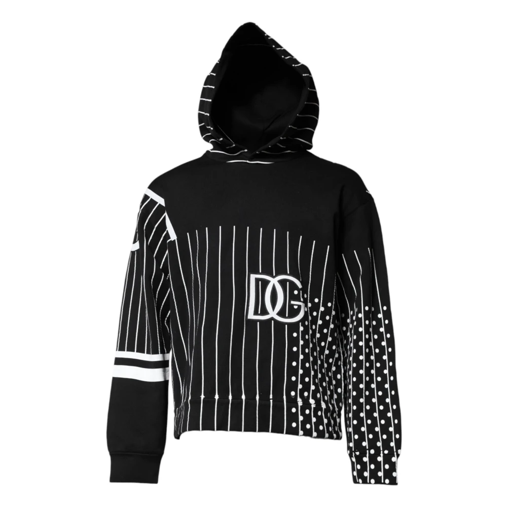 Dolce & Gabbana Men's Black/White Stripe Hooded Sweater