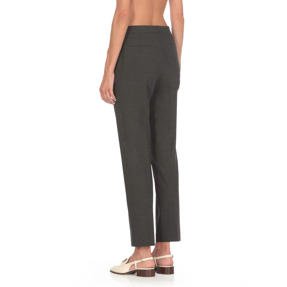 Fabiana Filippi Antraciet Wollen Broek met Helder Details Gray Dames