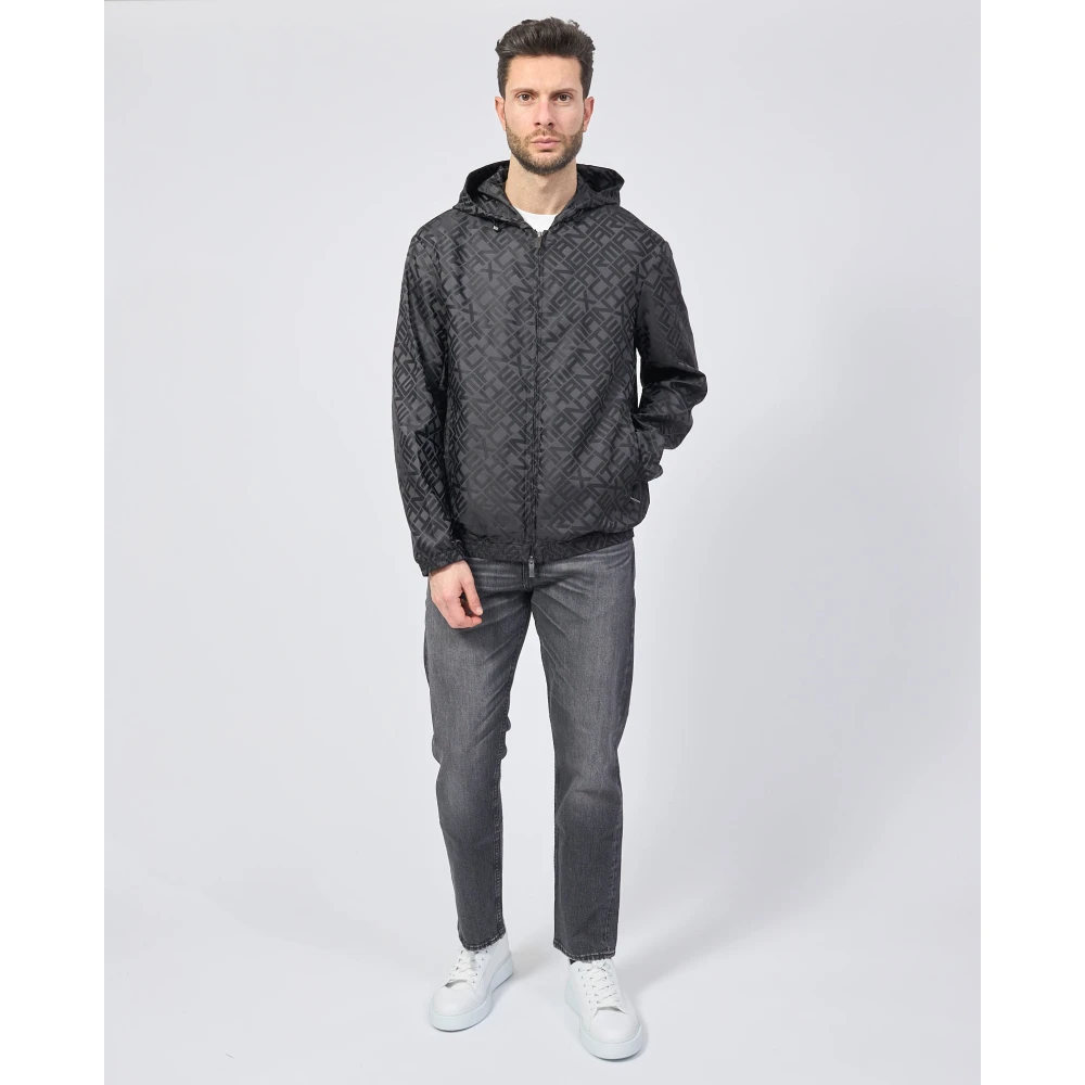 Armani Exchange Zwarte jas met capuchon en volledige rits Black Heren