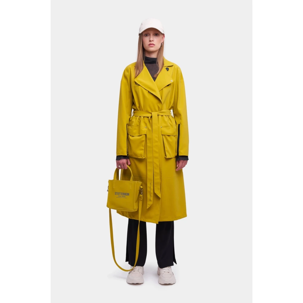 Stutterheim Matte Trenchcoat met Modern Design Yellow Dames