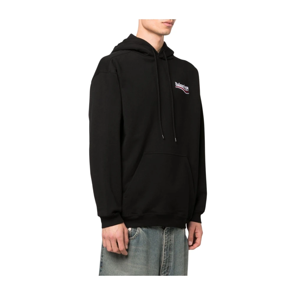 Balenciaga Zwarte Logo Print Hoodie Black Heren