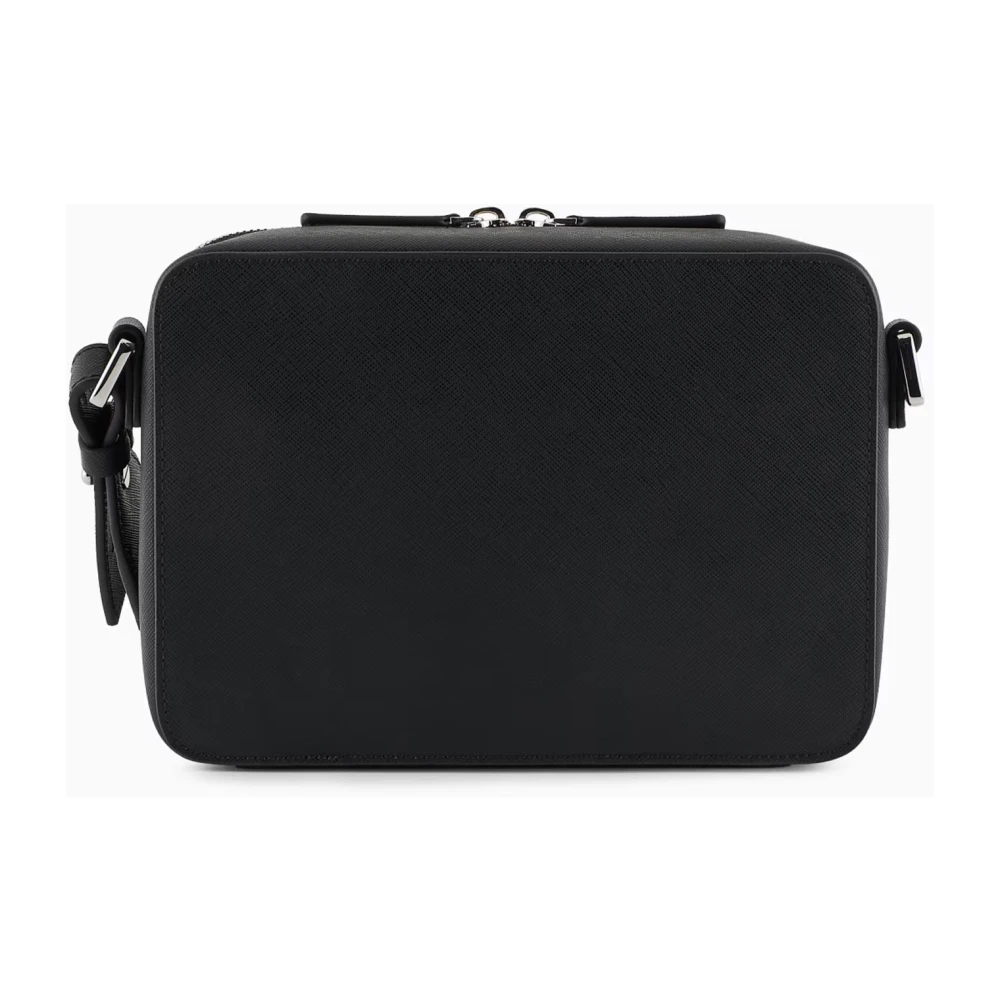 Emporio Armani Zwarte Saffiano Adelaar Clutch Tas Black Heren