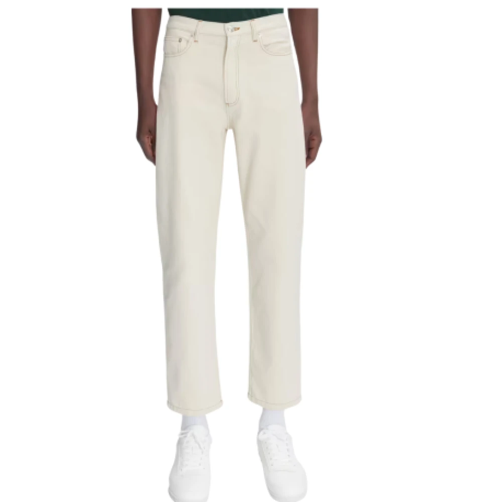 A.p.c. Katoenen rechte broek met karamel stiksels White Heren
