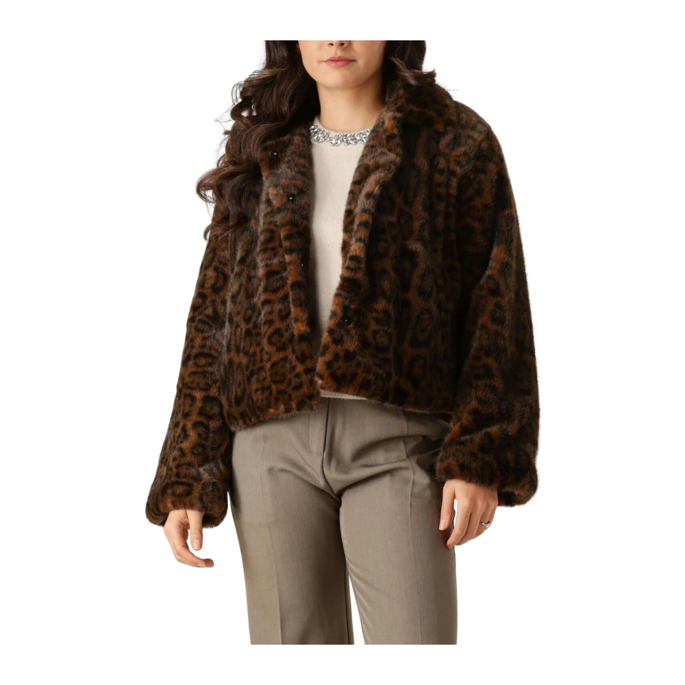 NEO NOIR Luipaard Faux Fur Jas Brown Dames
