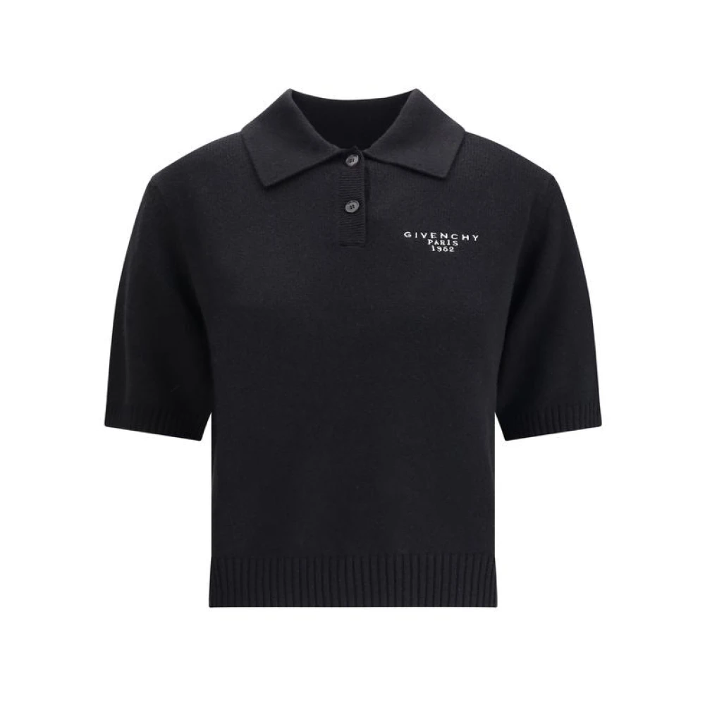 Givenchy Kvinno Svart Toppar Dam, S, Kashmir, Kortärmad Polo Tröja