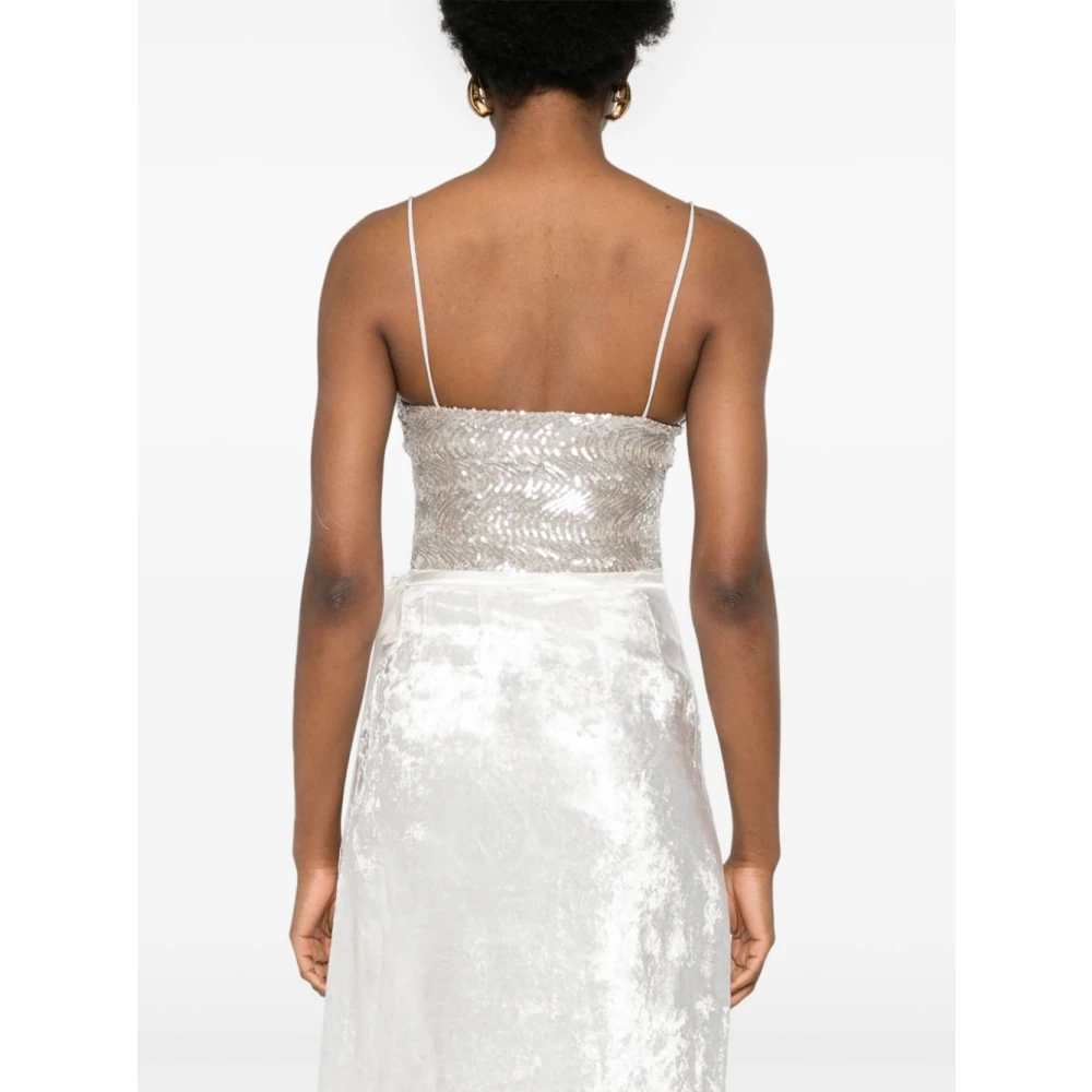 Forte Paillet Mouwloze Top Zilver Gray Dames