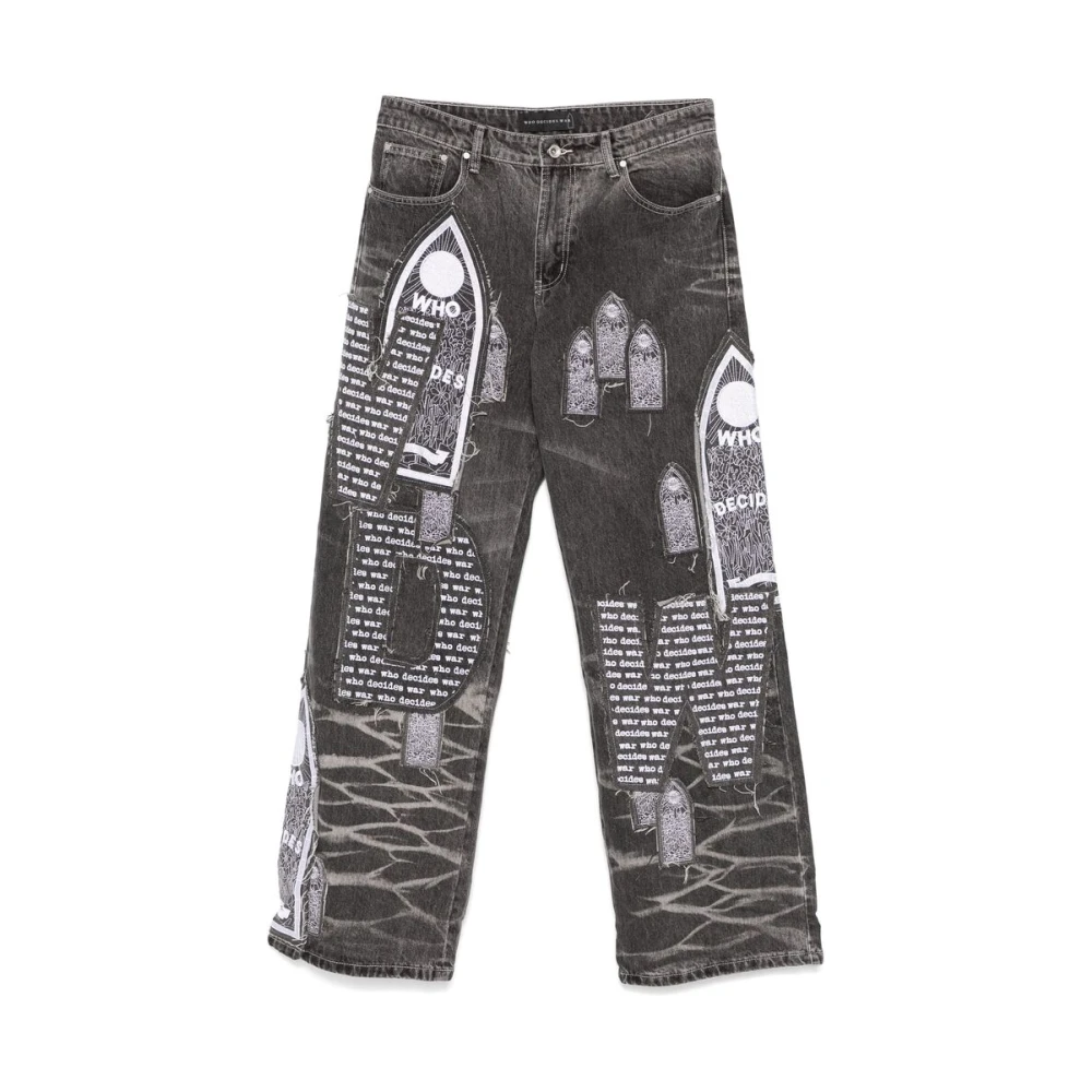 Who Decides War Donkergrijze Denim Patchwork Jeans Gray Heren