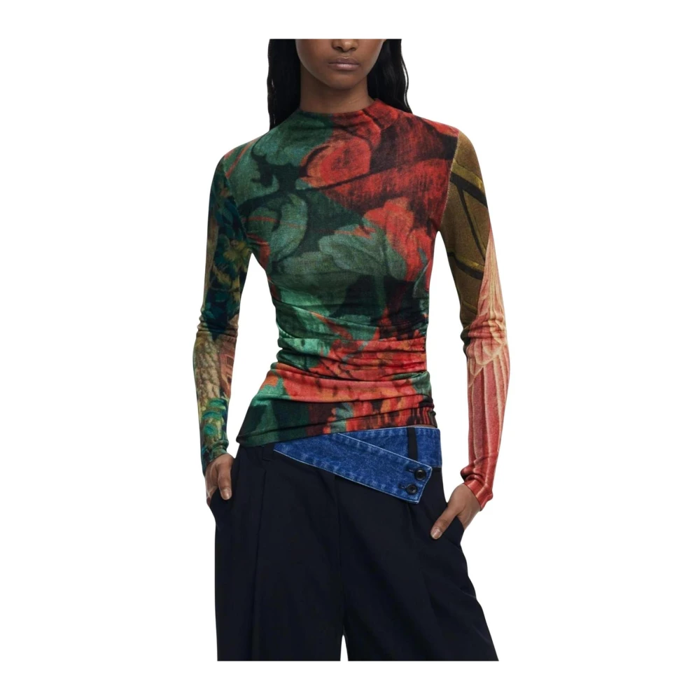 Desigual Women's Multicolor Round-Neck Knitwear, Xl, Coloured Pattern Long Sleeve Knitwear