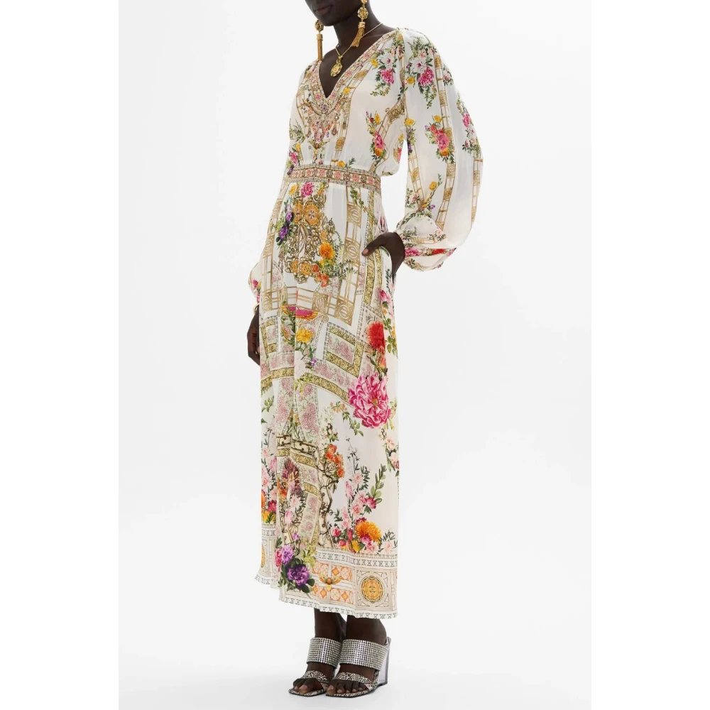 Camilla Zijden jurk met gerimpelde taille Egyptische roos Multicolor Dames