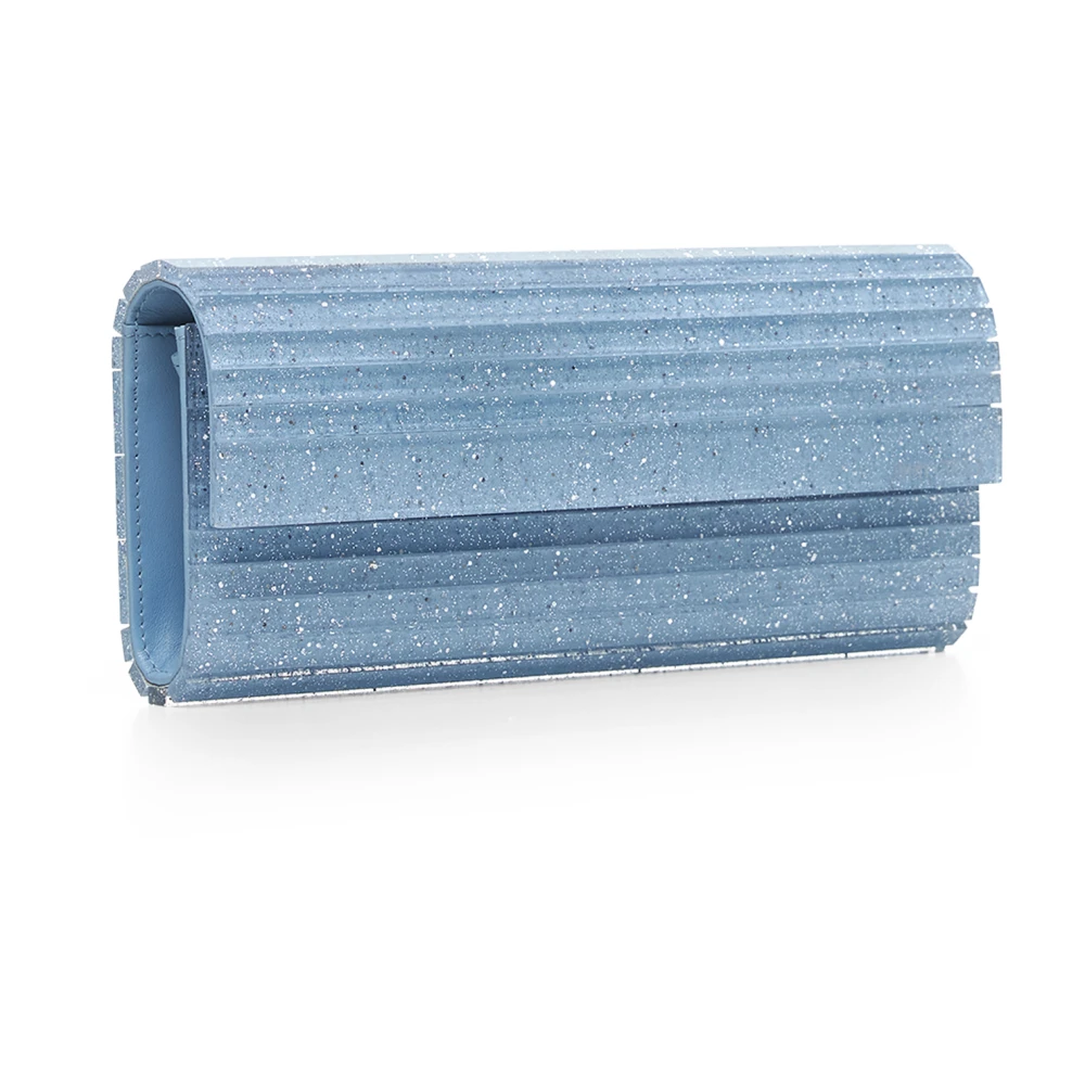 Jimmy Choo Glitter Acryl Clutch Tas Lichtblauw Blue Dames