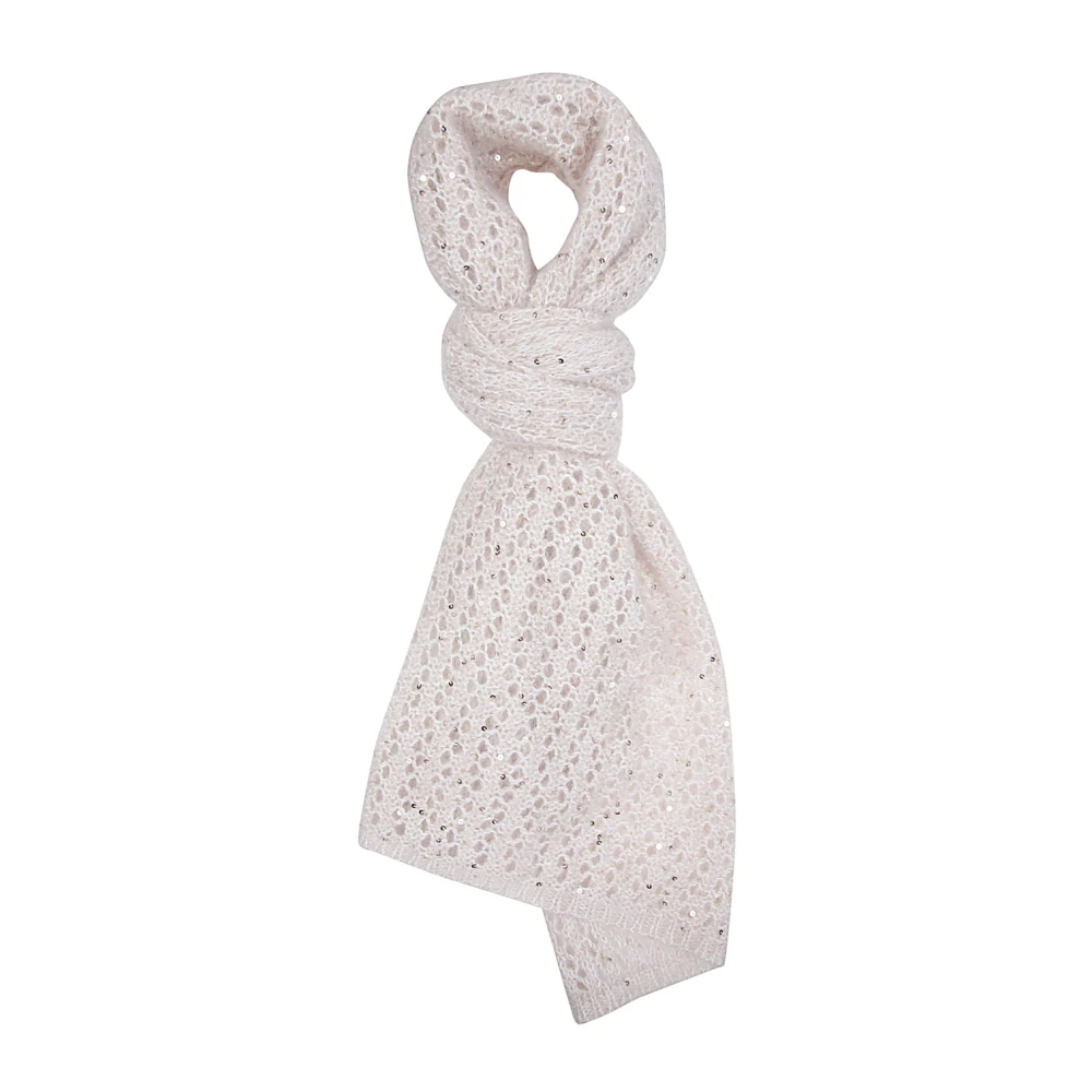Eleventy Katoen Kid Mohair Zijde Lurex Sjaal White Dames