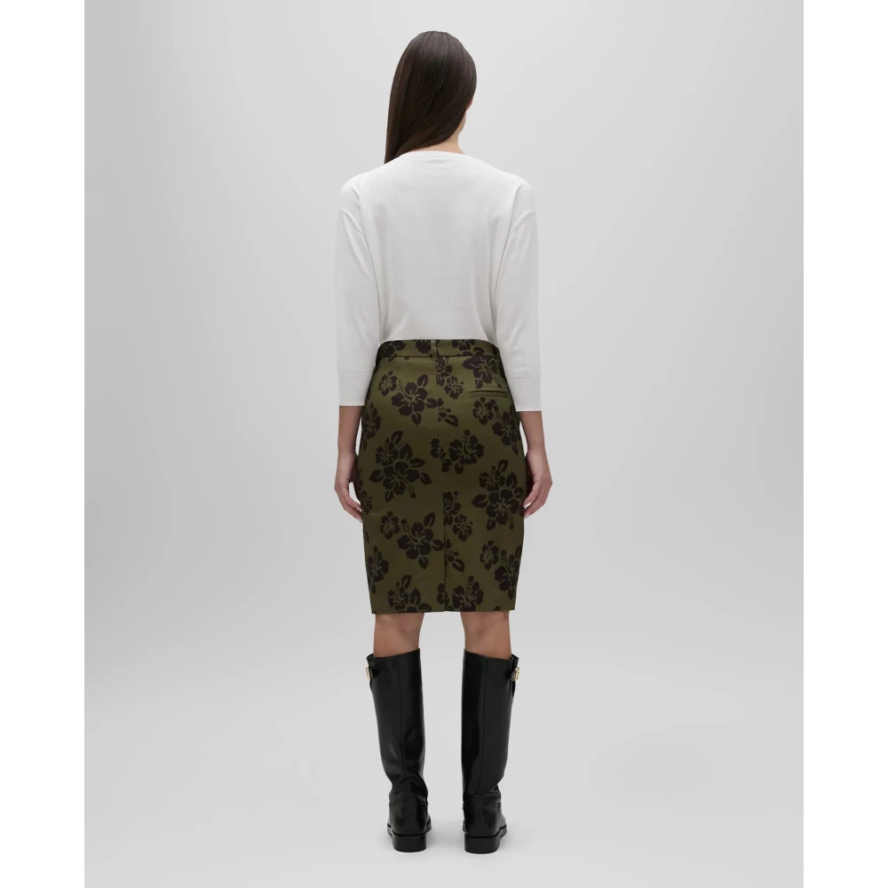 Aspesi Katoenen Hibiscus Print Rok Green Dames