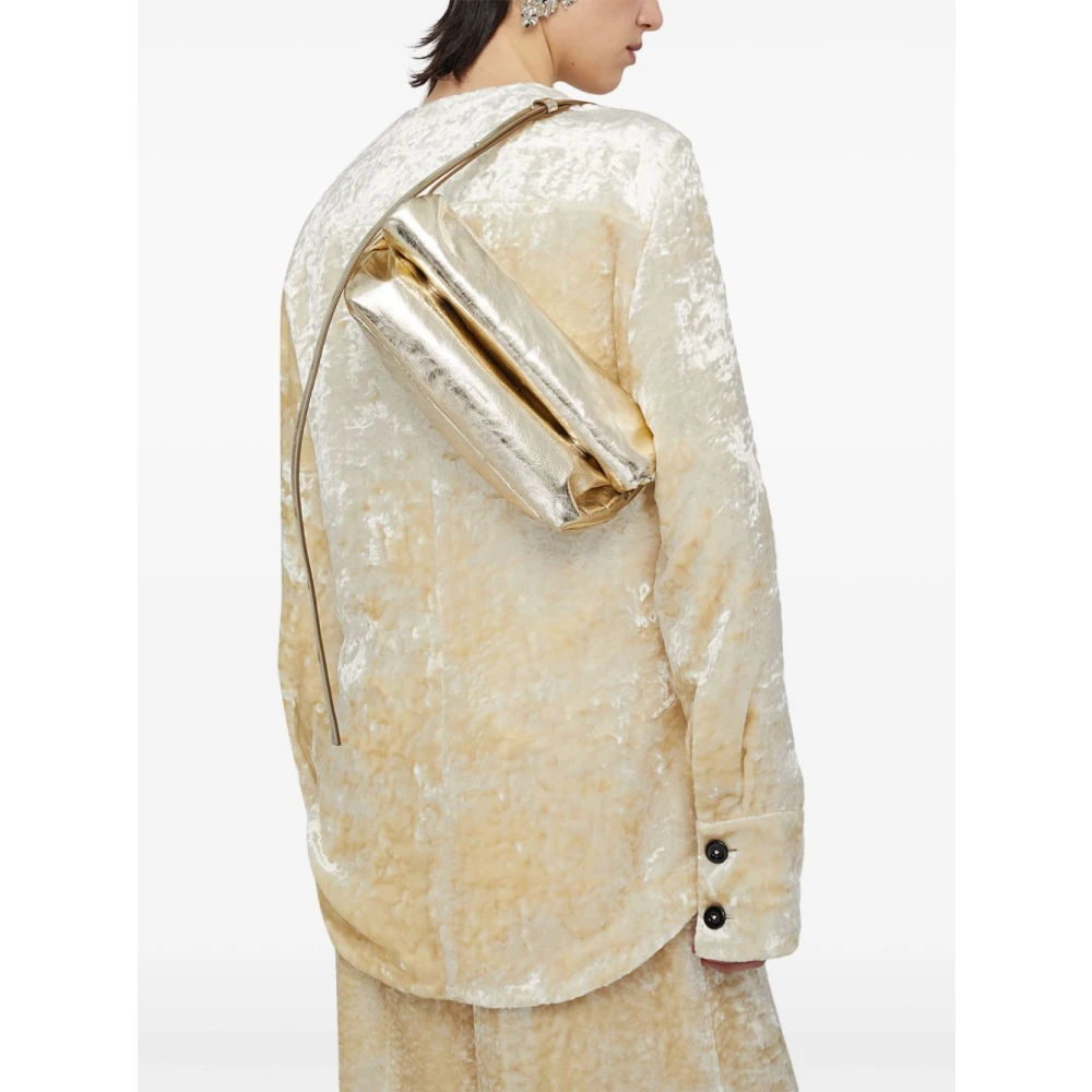 Jil Sander Metallic Schoudertas met Verstelbare Band Yellow Dames