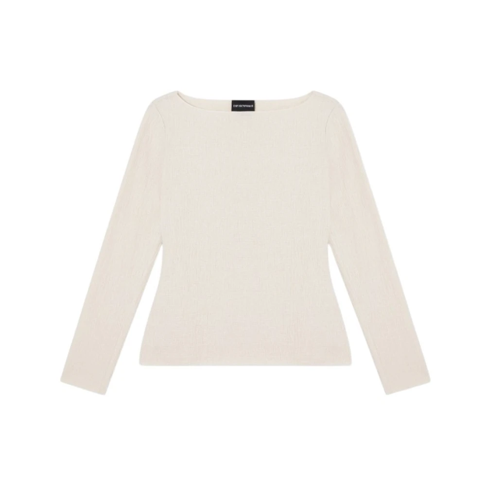 Emporio Armani Vrouw Beige Trui Met Boothals