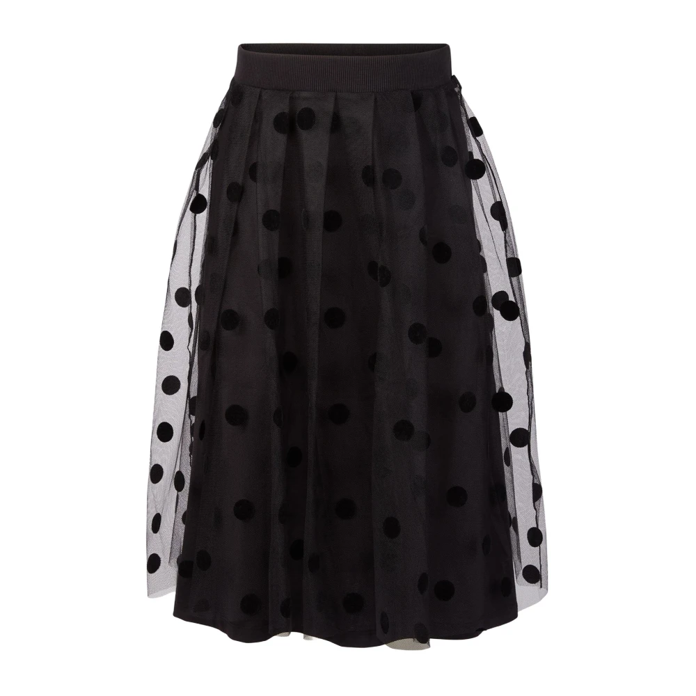 Nina Ricci Polka-Dot Tule Geplooide Rok Black Dames