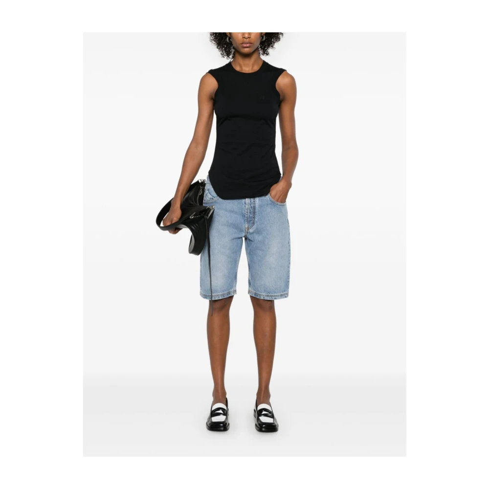 The Attico Heldere Blauwe Shorts met Geborduurd Logo Blue Dames