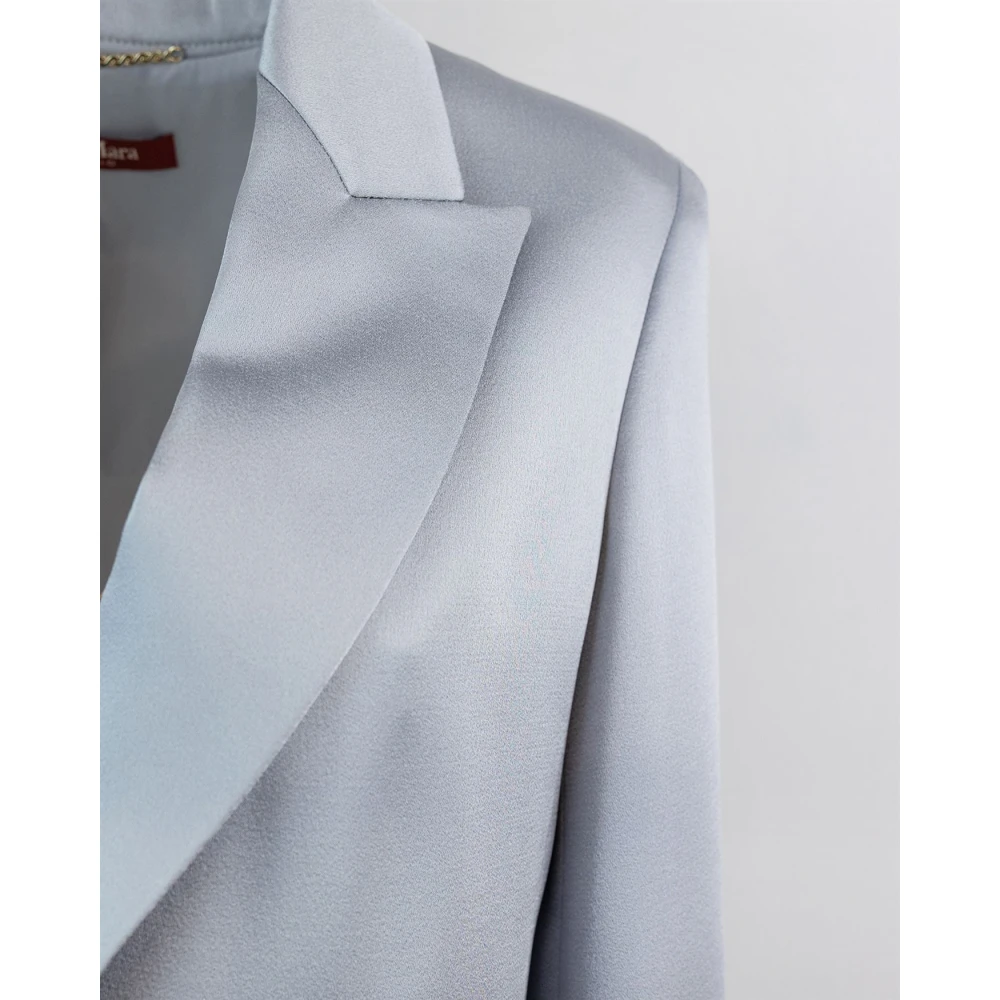Max Mara Studio Getailleerde enkellange satijnen blazer Gray Dames