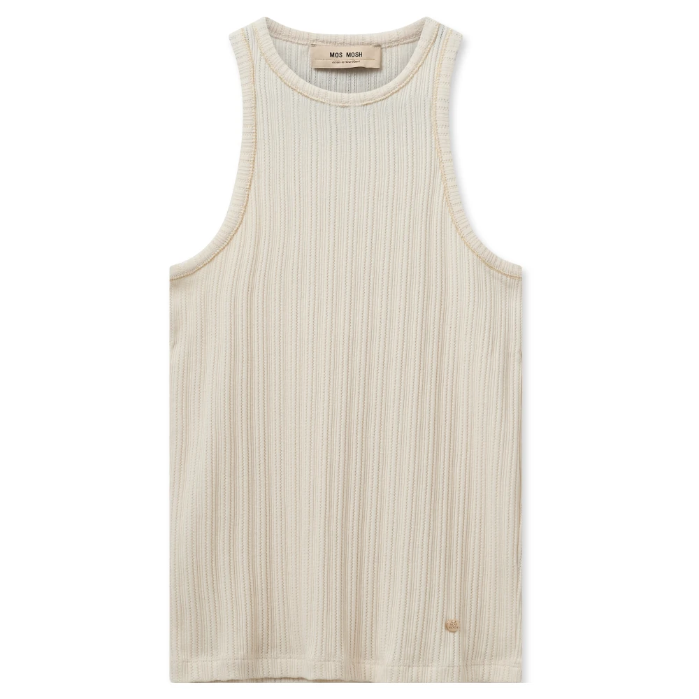 MOS MOSH Geribbeld Zand Tank Top Beige Dames