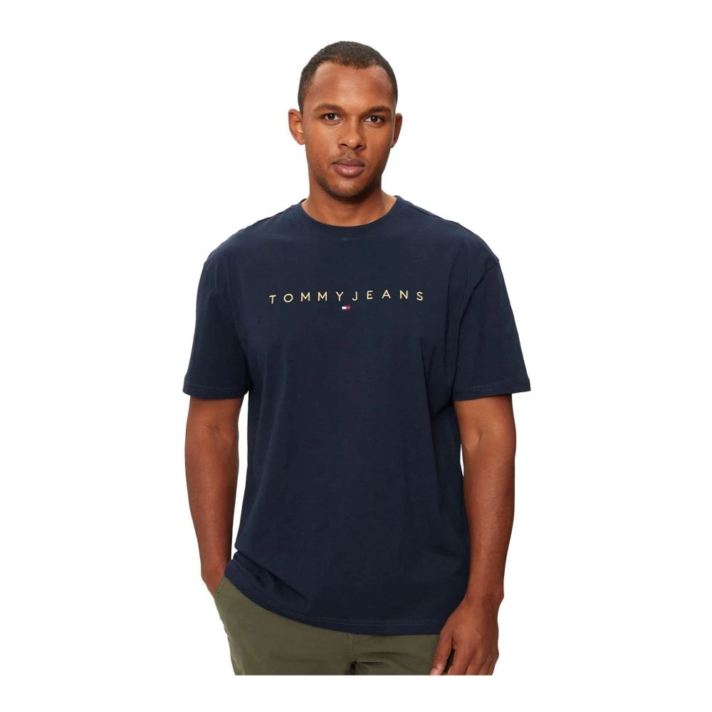 Tommy Jeans Geborduurd logo T-shirt Blauw Blue Heren