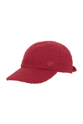 Röd ullblandad keps med monogram