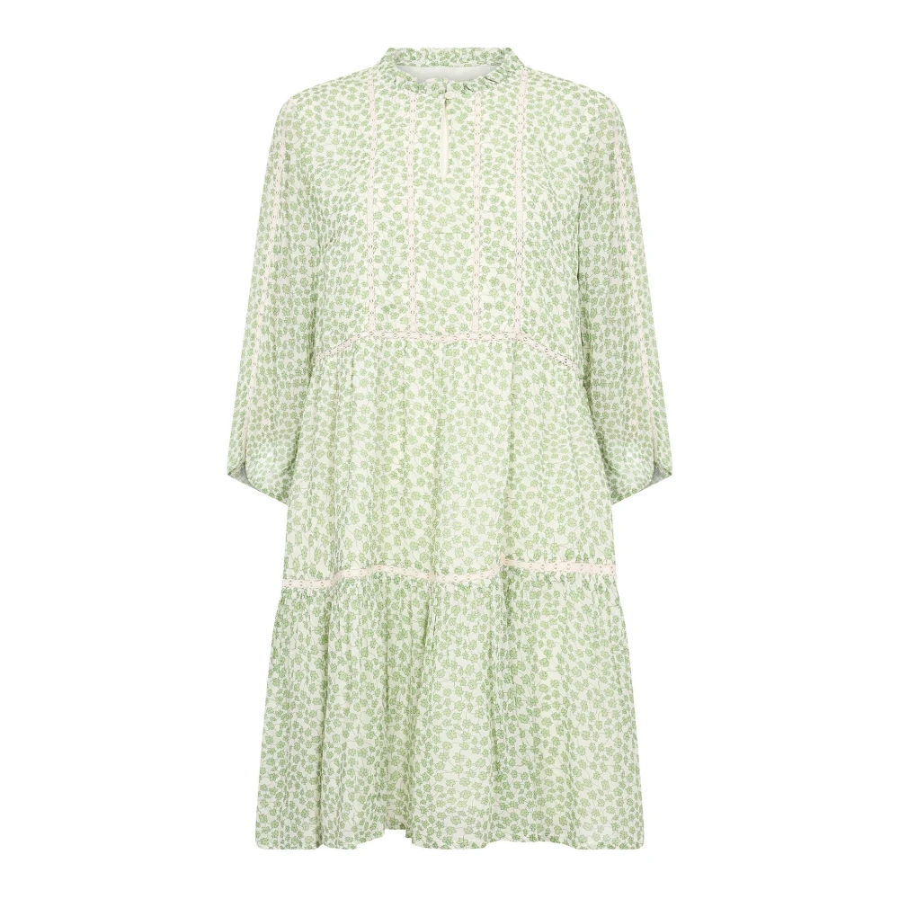 Part Two Green Short Dresses, Female, 2XS, Mini Grid Flower