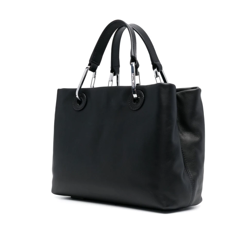 Emporio Armani Logo-Plaque Leren Tote Bag Black Dames