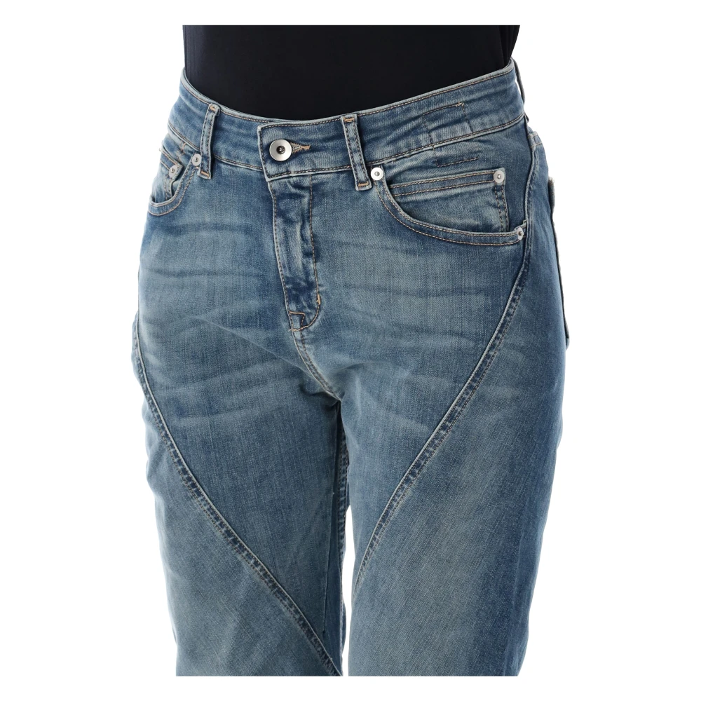 Rick Owens Indigo Gewassen Bias Bootcut Jeans Blue Dames