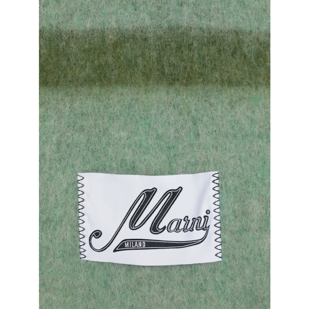 Marni Groene Gestreepte Mohair Wol Sjaal Multicolor Dames