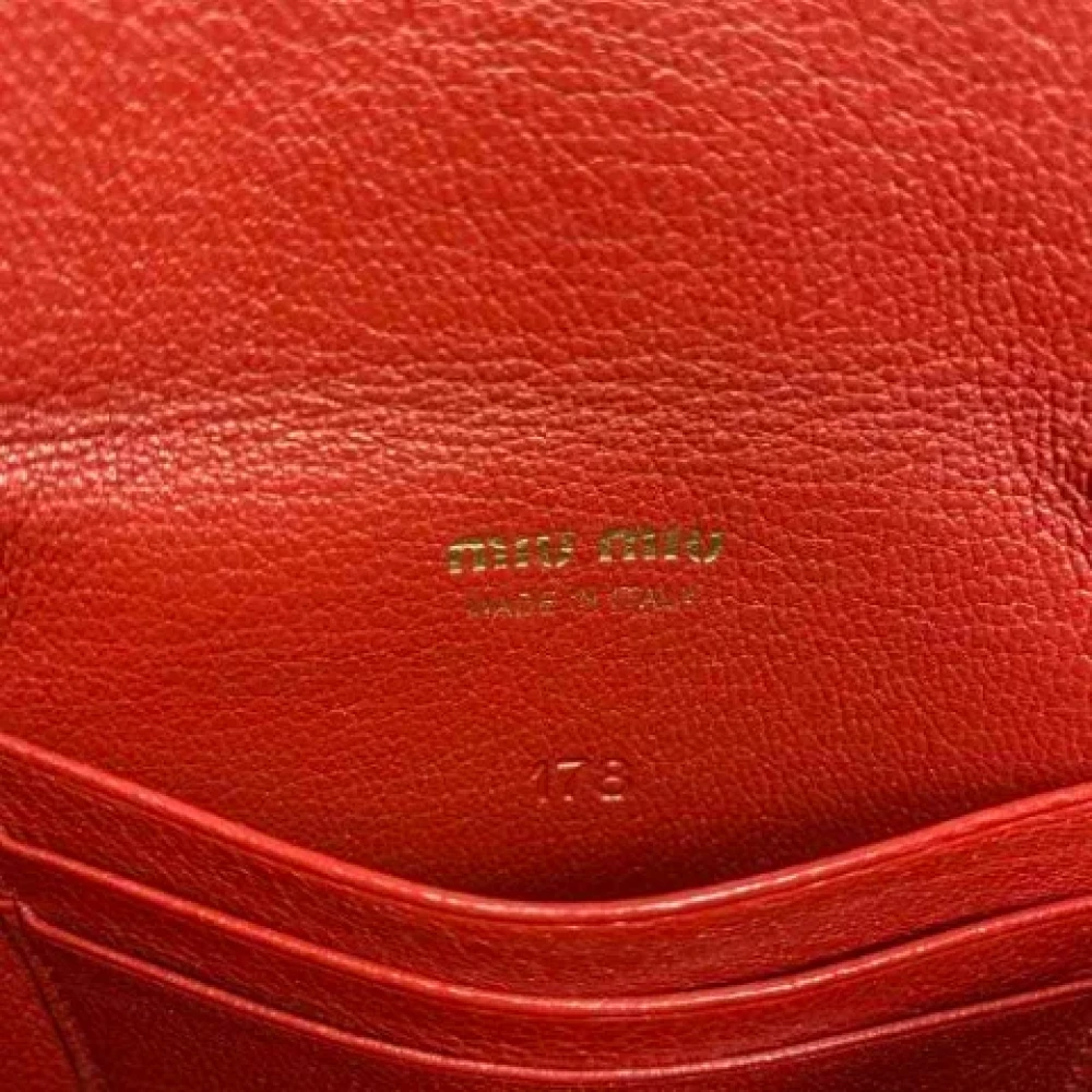 Miu Pre-owned Leather wallets Red Dames