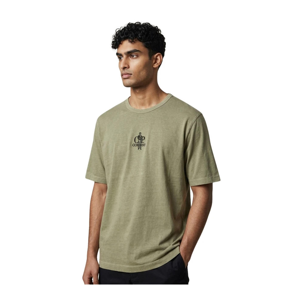 C.p. Company Men's Green T-Shirts, L, 1020 Jersey Logo T-Shirt