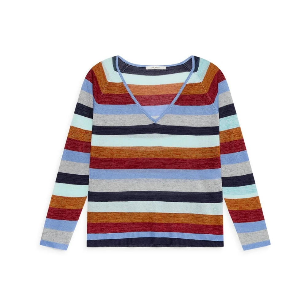 Maliparmi Multicolor V-Neck Knitwear, Female, L, Viscose Fluid Jumper