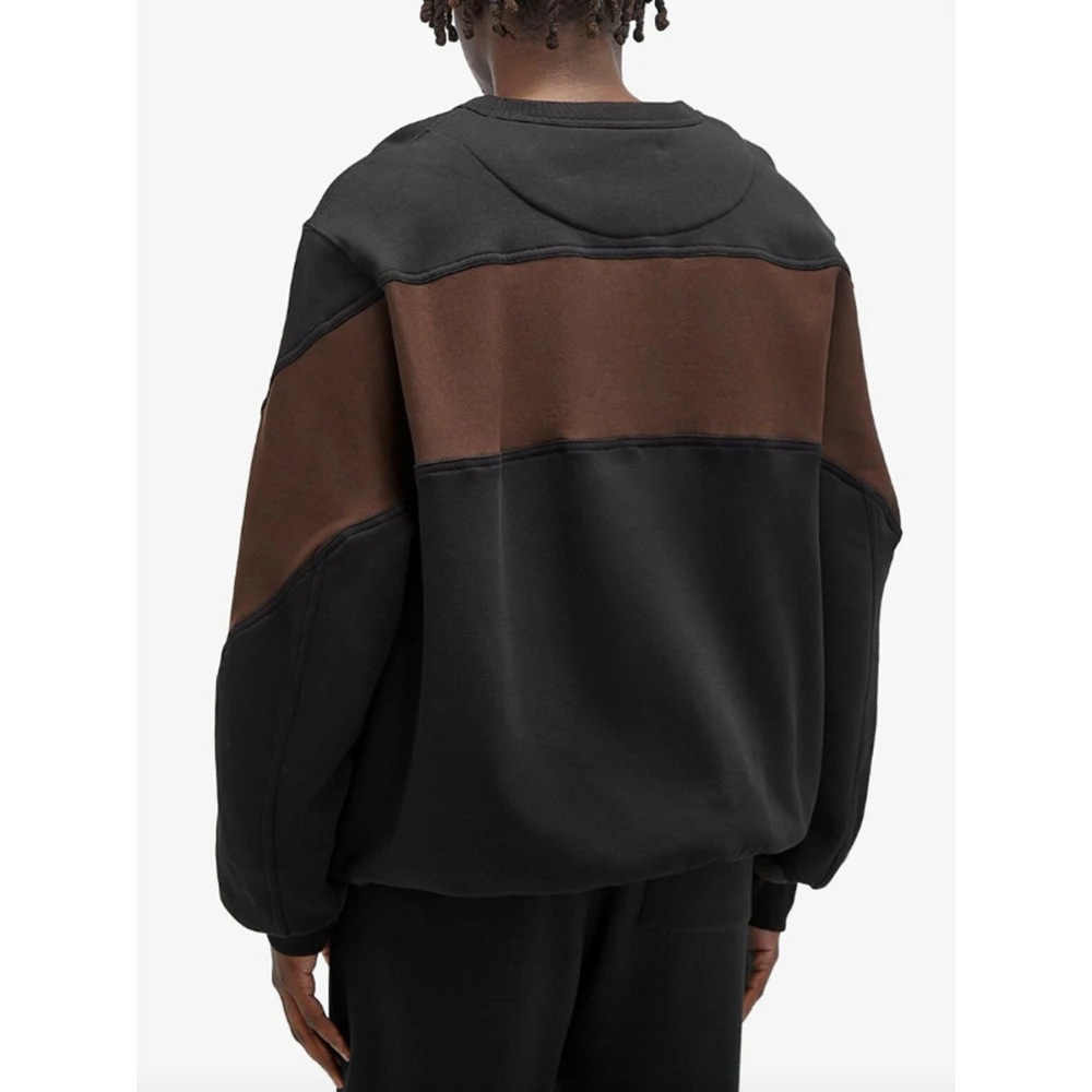 Dries Van Noten Crew Sweatshirt met Paneel Mouwen in Zwart Black Heren