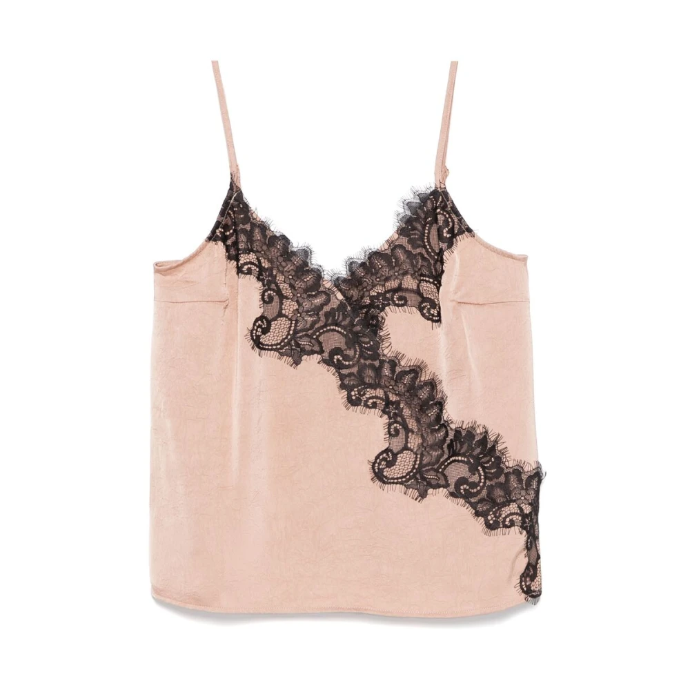 BAUM UND PFERDGARTEN Kanten V-hals Spaghettibandjes Top Beige Dames