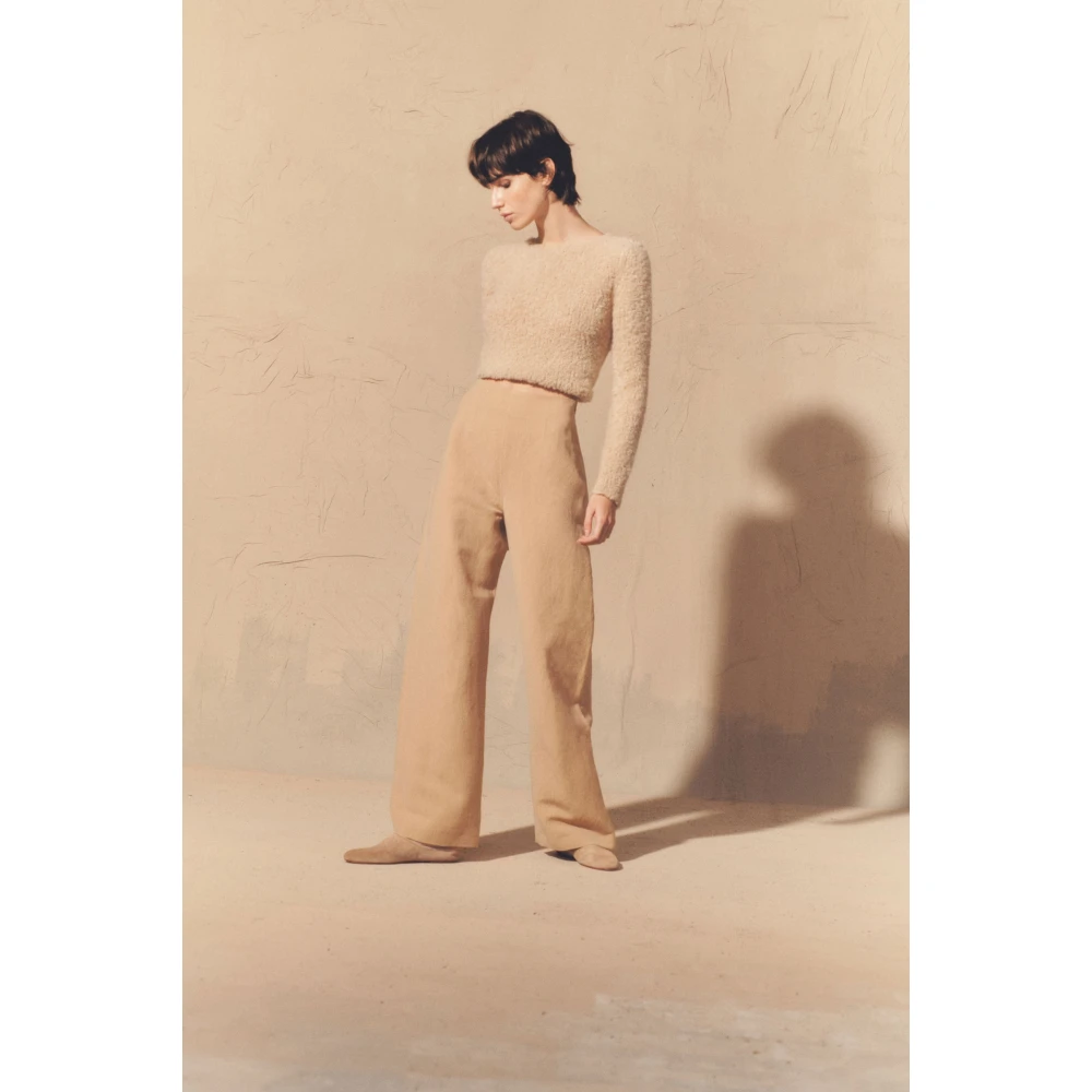 Cortana Linnen en wollen hoge taille broek Beige Dames