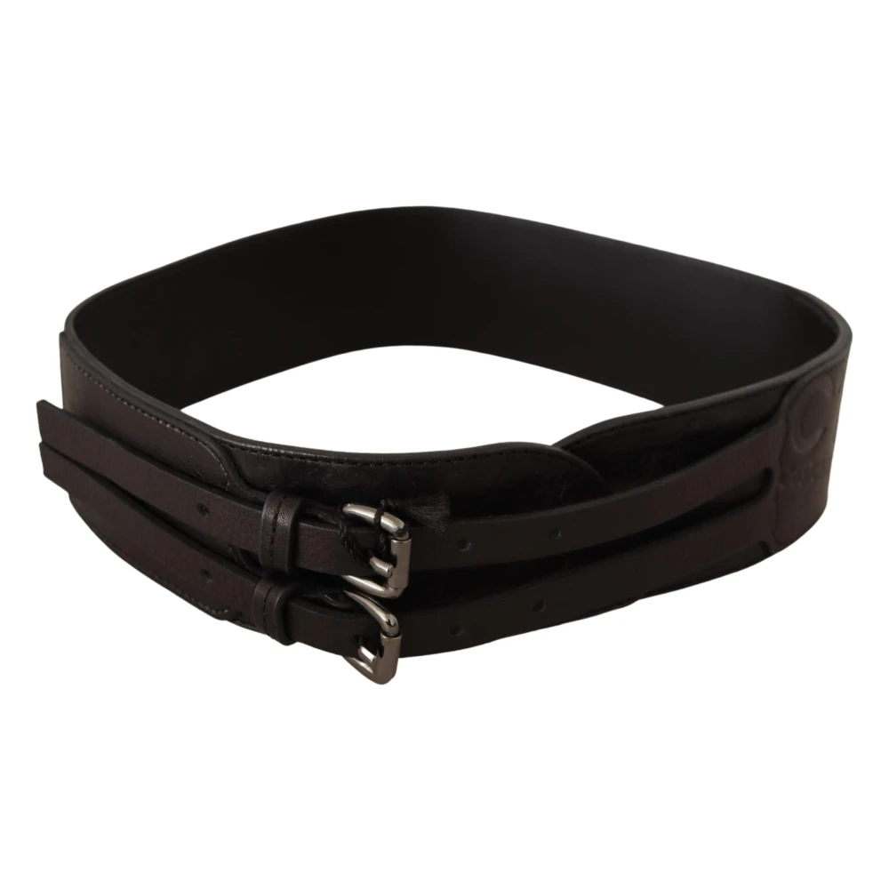 Costume National Women's Brown Adjustable Double Buckle Belt