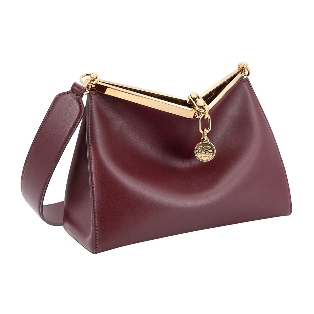 ETRO Leren schoudertas met Pegaso-charme Red Dames