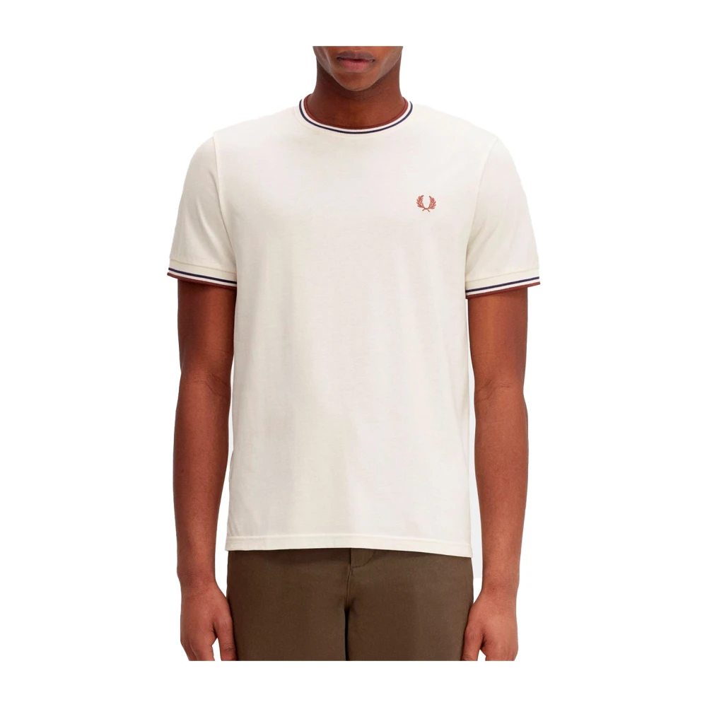 Fred Perry Korte Mouw Twin Tipped T-shirt White Heren